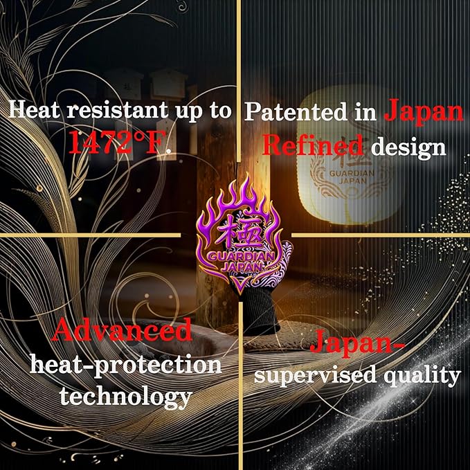 Premium Heat Resistant BBQ Gloves โ Fireproof 1472ยฐF Aramid Grill Mitts for Barbecue, Smoker, Campfire, Fire Pit, Oven, Japanese Supervised Design (ๆฅต-KIWAMI-Purple, M)