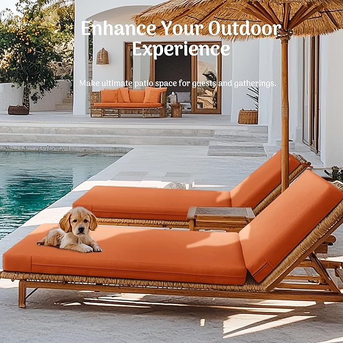 Codi Chaise Lounge Cushions Outdoor, Pool Lounges Chair Cushion Set, Waterproof for Patio Furniture, 80 x 26 x 3.5 Inch 1PK Spice