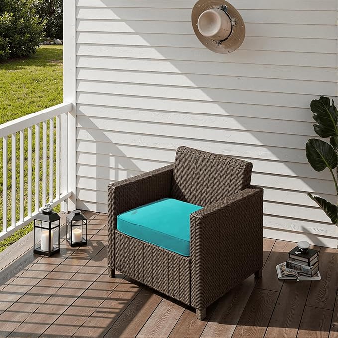 Outdoor Chair Cushions 18 x 18 x 3 Inch, Waterproof & Fade Resistant Patio Seat Cushion for Furniture with Handle and Ties, Thick Seating Pads for Outside Sofa Couch Set of 2, Teal