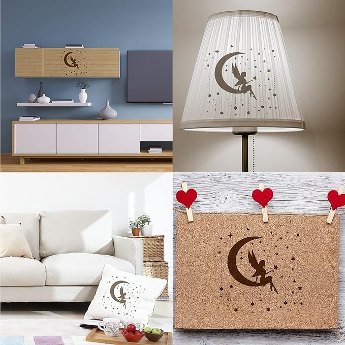 GORGECRAFT Moon Goddess Logo Stencil Reusable Star Wall Painting Template Large 11.8x11.8 Inch DIY Home Signs for Painting on Wood, Scrapbook, Wall, Floor Airbrush Painting Drawing