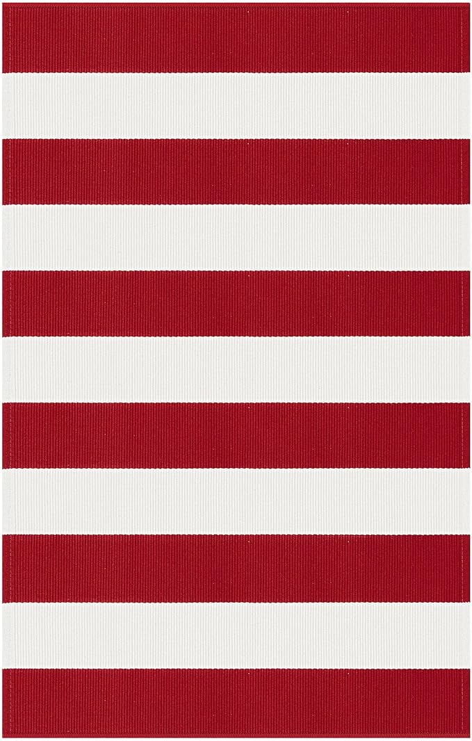 KOZYFLY Red White Striped Outdoor Rug 27.5x43 Inches Front Door Rugs Woven Christmas Area Rug Washable Doormats Entrance Mat for Front Porch Kitchen Entryway Bedside
