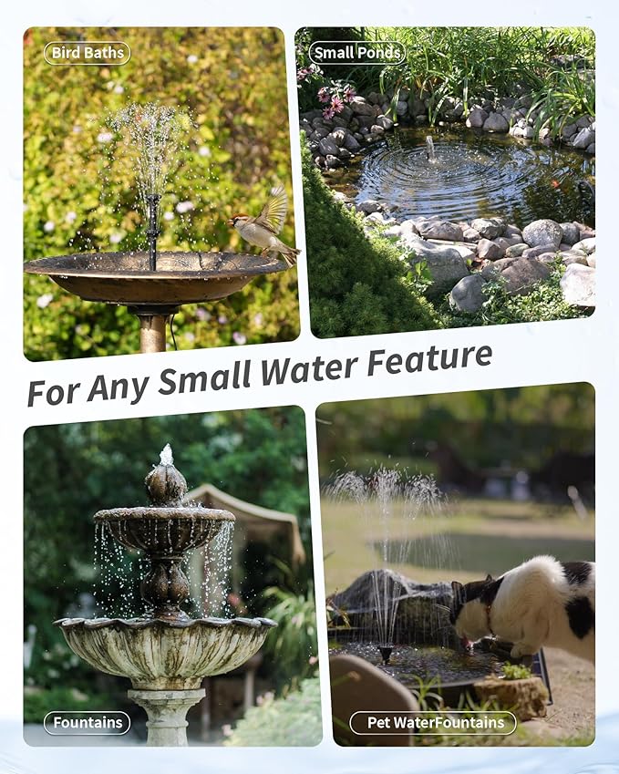 POPOSOAP 4W Solar Fountain Pump with Filter Box, Solar Powered Water Pump Kit with Fountain Nozzles & PVC Tubing for Bird Bath, Garden, Outdoor Fish Tank & Backyard Decor P3035