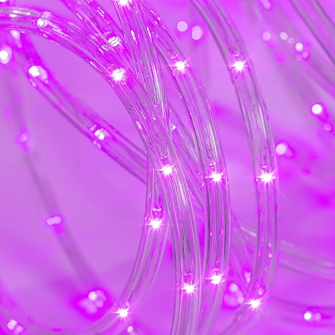 Waterproof LED Rope Lights, Connectable & Flexible with 8 Modes, Outdoor Lighting for Deck, Garden, Pool, Patio & Christmas Decor (Purple, 100ft)