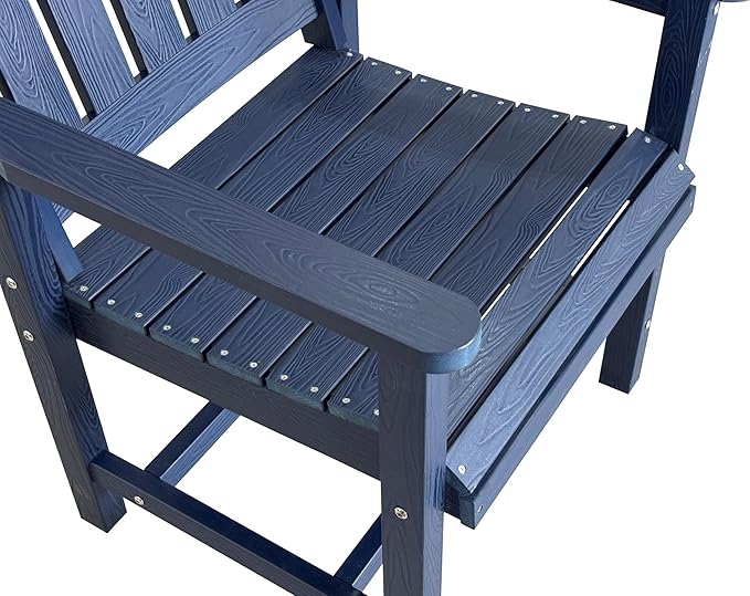 Poly Lumber Patio Dining Chair Set of Two, HIPS Outdoor Dining Chairs, Weather Resistant, Slat Back (2 Piece, Navy Blue)
