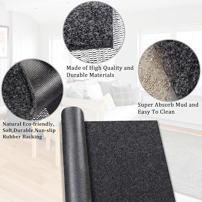 AAZZKANG Door Mat 2 Pack Non Slip Indoor Outdoor Doormat Utility Multi-Purpose Mats Ultra Absorb Mud Easy to Clean Welcome Mat for Entry,Front Door,High Traffic Areas Grey