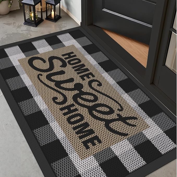 LUMI Outside Door Mat 36x59, Non Slip Rubber Backing Welcome Doormat, Low Profile Easy Clean Welcome Entrance Mat for Front Back Door Entryway Porch Garage, Sweet Home