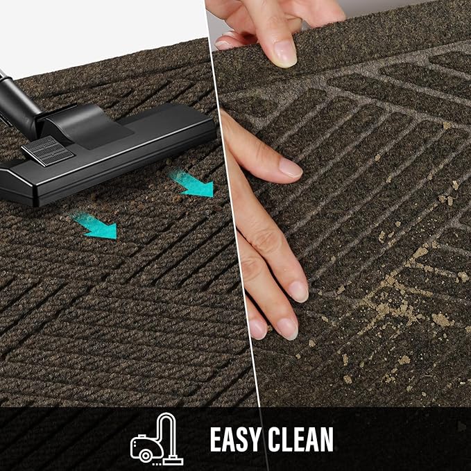 Sturdy Front Door Mat, Absorbent Muddy Dirt Resist Welcome Door Mats Outdoor Indoor, Stain and Fade Resistant, Non-Slip Rubber Backing Low Profile Doormat for Entryway, 36×24, Brown