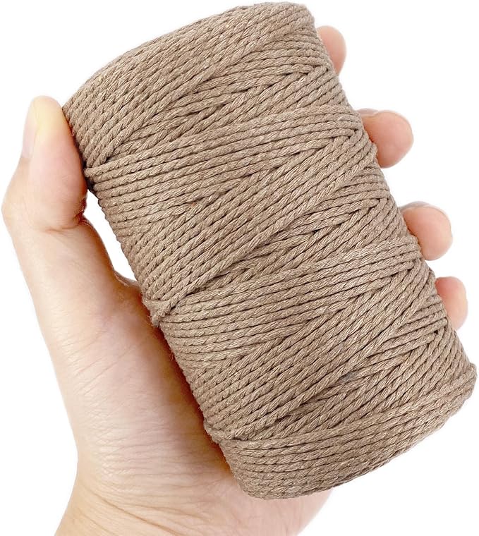 Twine String,500 Feet Cotton Butchers Twine String Cooking Kitchen Twine for Crafts Roasting Gift Wrapping DIY Decoration Gardening Packing Materials,Light Brown