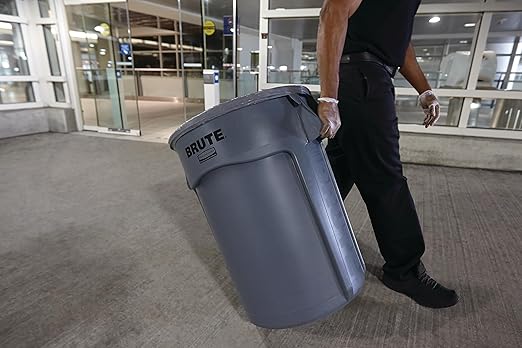 Rubbermaid Commercial Products BRUTE Heavy-Duty Round Trash/Garbage Can, 20-Gallon, Gray,Outdoor Waste Container for Landscapers/Construction/Restaurants/Back of House/Offices/Warehouses, Pack of 6