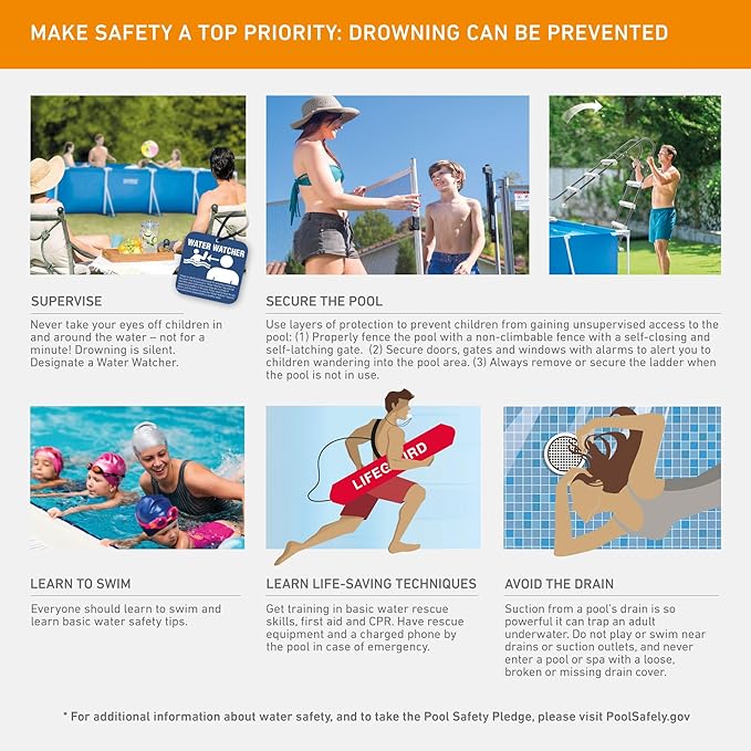 Intex Above-Ground Swimming Pool, Rectangular Frame 8.5ft x 26in, Ages 6 and Up