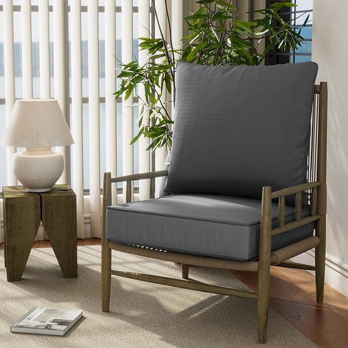 24" x 24" x 6" Outdoor Deep Seat Cushions Set - 6 Set Waterproof & Fade Resistant Patio Furniture Replacement Cushions, Non-Slip Outdoor Cushions Fit Loveseats, Couches, Chairs, and Sofas.