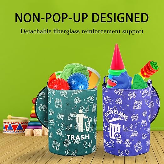 1 Pcs 30 Gallon Collapsible Trash Can Portable Waterproof Reusable with Zippered Lid for RV's, Camping, Recycling, Yard Waste, Leaf Bag, Children Toy Bin, Hiking, Travel,Weeds Basket
