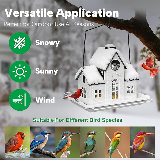 Solar Bird Feeders for Outdoors Hanging,Metal Cardinal Bird House Feeder with Solar Powered Lantern Light,Wild Cardinal Birdfeeder Waterproof Decor for Garden Yard Outside,Gift for Grandma Mom