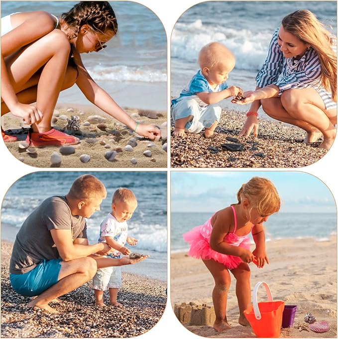 Beach Mesh Shovel with Mesh Beach Bag for Shell Collecting, Kids Filter Sand Scooper for Picking Up Shells, Shark Tooth Sifter Dipper for Boys and Girls, Toy