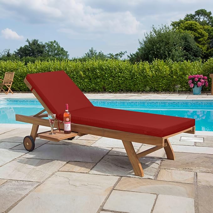 Only choice Outdoor Chaise Lounge Cushion Set of 2, 75" x 24" Lounge Chair Cushion Water-Resistant & Fade-Resistant for Lawn, Pool, Replacement Seat Cushion for Patio (Red)