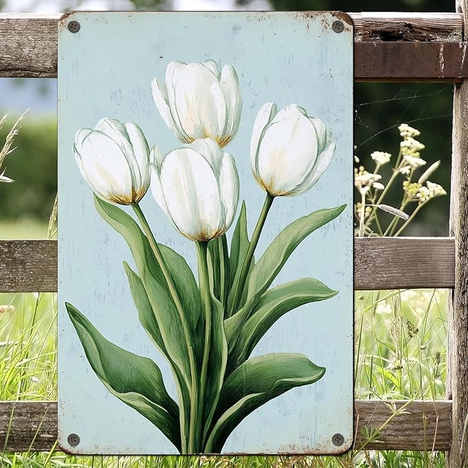 Tulip Vintage Metal Tin Sign for Home Kitchen Bar Coffee Shop Metal Sign 8x12inch