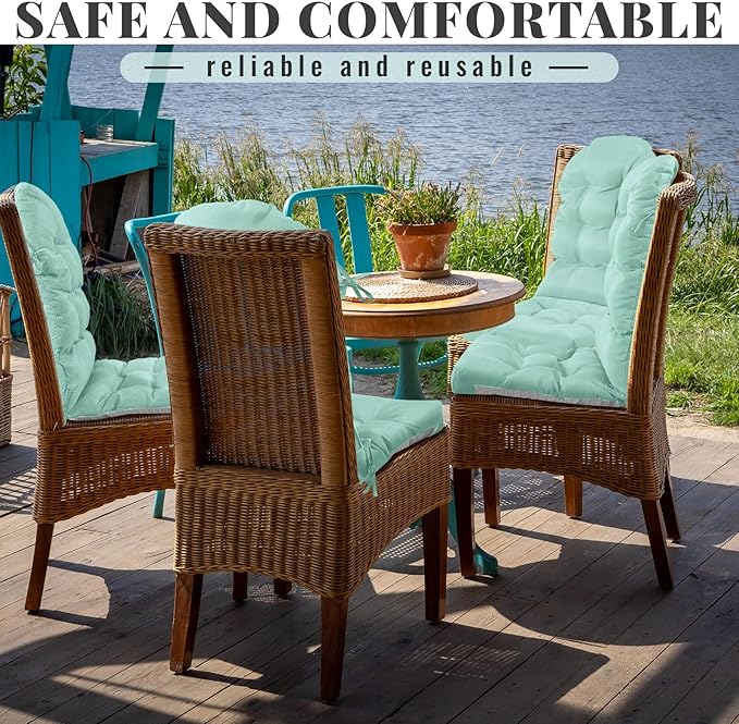 Geelin 4 Pcs Adirondack Chair Cushion High Back Patio Rocking Chair Cushion 44 x 19 x 4 Inch Tufted Weather Resistant Fade Resistant Seat for Patio Rocking Seat (Light Green)