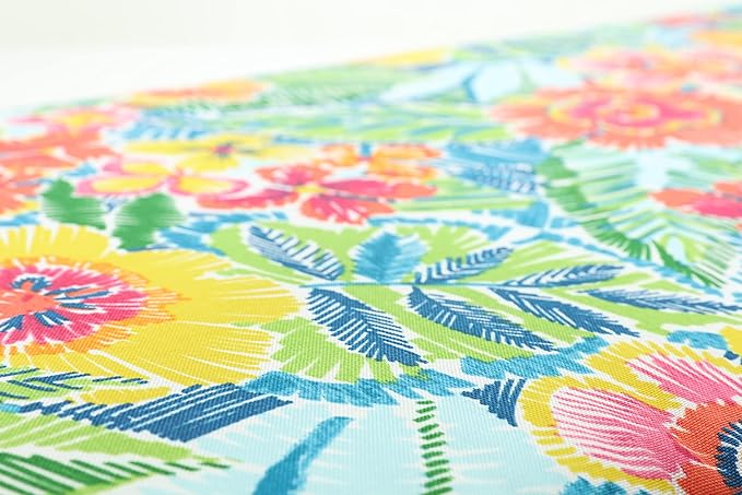 Pillow Perfect Bright Floral Indoor/Outdoor Chairpad with Ties, Reversible, Tufted, Weather, and Fade Resistant, 15.5" x 16", Multicolored Pensacola, 2 Count