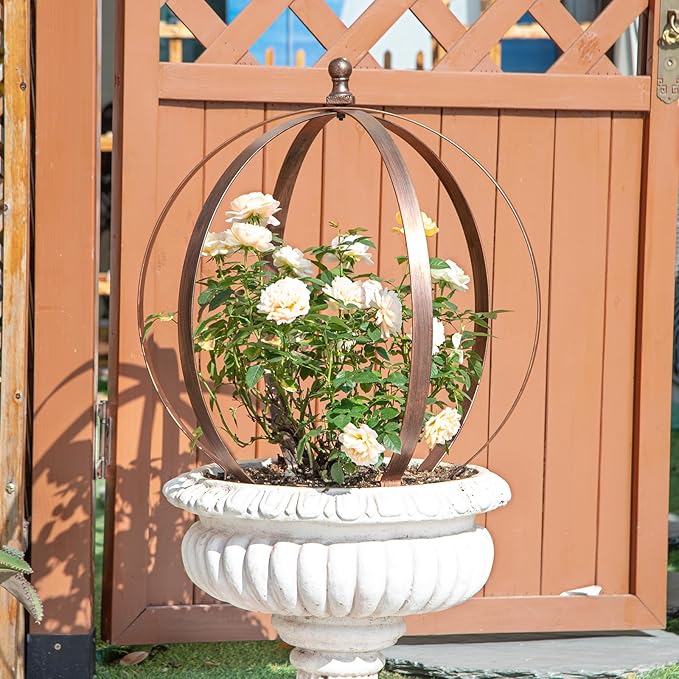 Garden Obelisk Trellis for Climbing Plants – 18"x22" Metal Outdoor Support for Rose Bushes and Tall Vines – Antique Copper Finish – Easy Assembly and Storage – Perfect Garden Decor