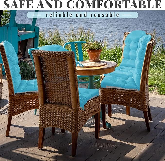 Geelin 4 Pcs Adirondack Chair Cushion High Back Patio Rocking Chair Cushion 44 x 19 x 4 Inch Tufted Weather Resistant Fade Resistant Seat for Patio Rocking Seat (Royal Blue)