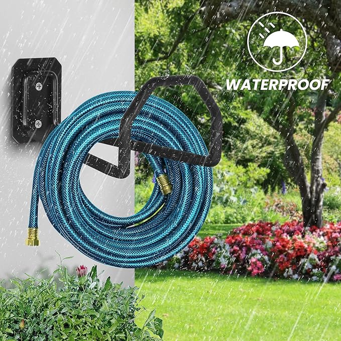 Garden Hose Holder, Heavy Duty Hose Reel Wall Mount Water Hose Holder for Outdoor, Outside Yard & Garden, Hose Storage for Water Hose, Extension Cords, 1 Pack