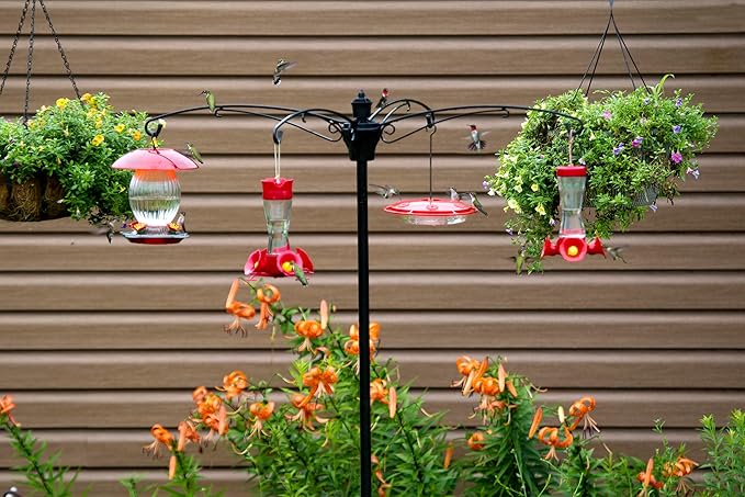 BirdsUP Versa Pole for 4 Bird Feeders, w/Bullseye Level and Torque Bar, 1-inch Diameter, 7.7ft Installed
