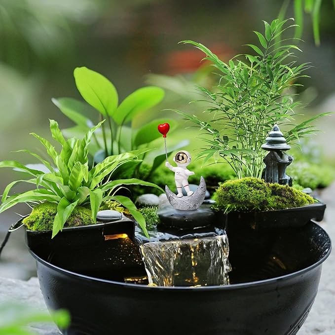 Biling Indoor & Outdoor Mini Pond Waterfall, Small Fish Pond Kit with Waterfall Fountain, Have Fun DIY for Meditation, Relaxation, Black