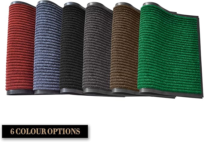 LuxUrux Striped Black Door Mat - Heavy Duty, Indoor/Outdoor, Easy to Clean, Waterproof, Low-Profile (4 x 8 Feet) - Ideal for Entry, Patio - Durable Solution for High-Traffic Entrance Ways