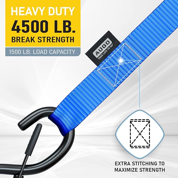 Soft Loop Tie Down Straps - 1,500 Load Capacity & 4,500 Lbs Breaking Strength - 6 Pack - Loops for Securing ATV, UTV, Motorcycles, Scooters, Dirt Bikes, Lawn & Garden Equipment - by AUGO