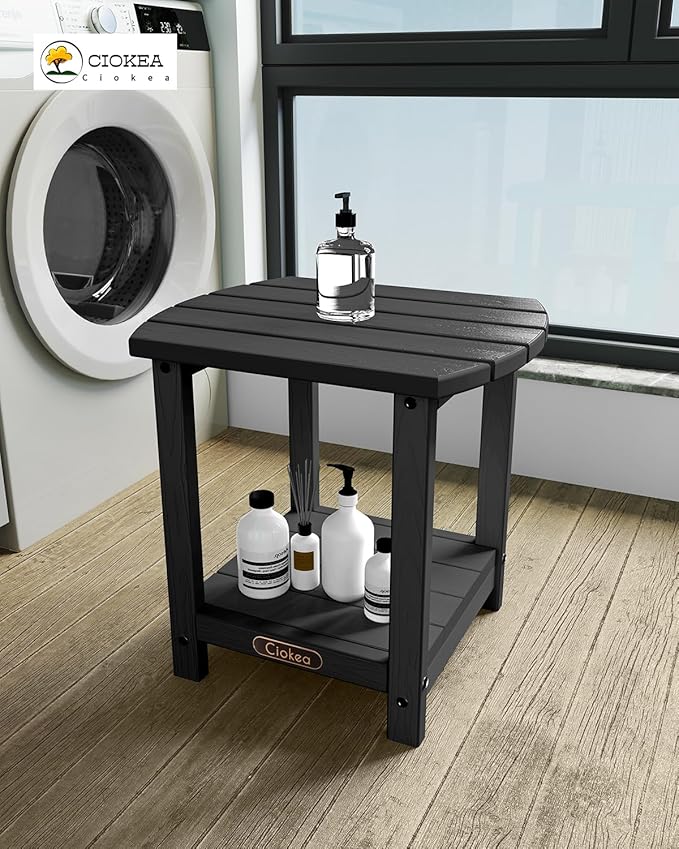Ciokea Adirondack Outdoor Side Table 2 Pack, 2-Tier Sturdy Patio End Table Weather Resistant