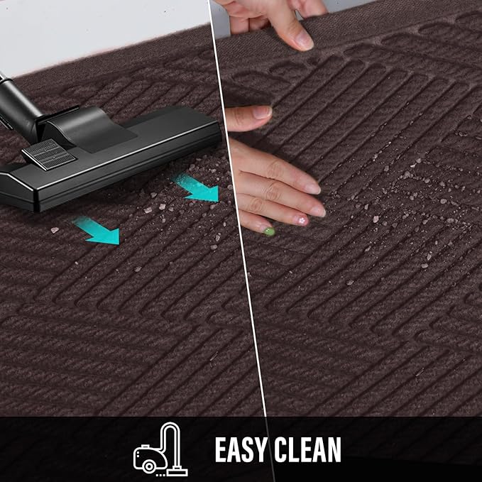 Sturdy Front Door Mat, Absorbent Muddy Dirt Resist Welcome Door Mats Outdoor Indoor, Stain and Fade Resistant, Non-Slip Rubber Backing Low Profile Doormat for Entryway, 60×36, Coffee