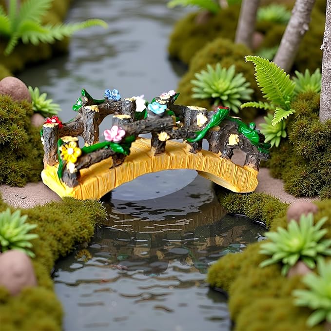 Kai Dream Fairy Garden Bridge,Miniature Resin Bridge Figurine,3.6 * 2 * 1.5 inches, Micro Landscape Tiny Decorative