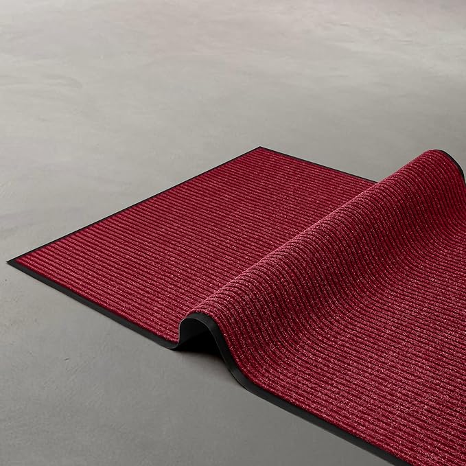 LuxUrux® Durable Rubber Door Mat - Heavy Duty, Indoor/Outdoor, Easy Clean, Waterproof, Patio, Garage - Commercial Floor Mat for Entry (red, 3' x 6' (Runner))