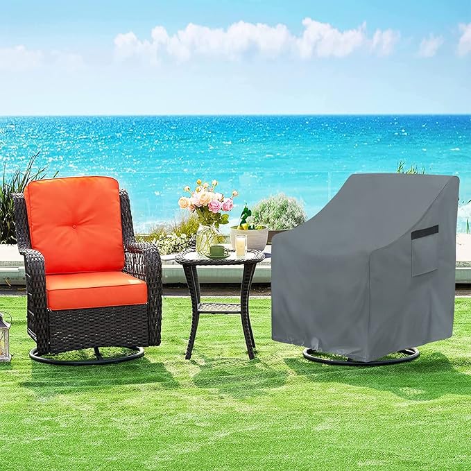 Outdoor Swivel Chair Cover 2 Pack, Fits to 30" L X 34" W X 38.5" H Patio Chair Covers, 420D Tear-Resistant, UV Resistant, Waterproof Outdoor Chair Covers Grey