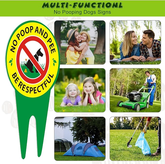 No Dog Poop Signs 2 Pack - Aluminum High Temperature Resistance - Prevent Pets from Pooping and Peeing on Beautiful Lawn/Patio/Yard/Garden - Be Respectful/No Poop And Pee, Double Sided 11.8 x 5.9