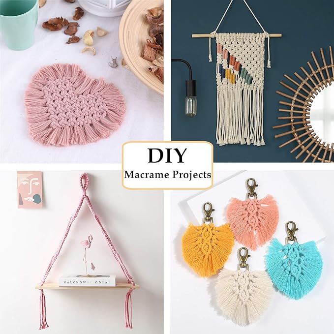 Vintage Pink Macrame Cord 3mm x 109Yards,Colored Cotton Rope Colorful Cotton Cord Soft Craft Cord Twine for Wall Hanging Plant Hangers Crafts Decorative Projects