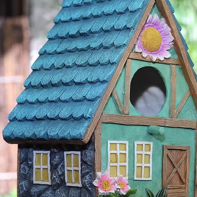 WUWEOT Garden Bird House for Outdoors, Clearance Hanging Bird Nest, Colorful Decorative Cute Resin Birdhouses for Outside Indoors Garden Backyard Decor, Gift for Bird Lovers