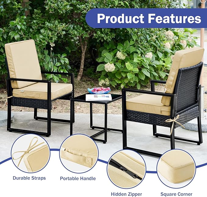 Outdoor Cushions, Outdoor Chair Cushions 24x24x4 Inch, Cushions for Outdoor Furniture with Removable Cover, Waterproof & Fade Resistant Outdoor Seat Cushions for Patio, Lawn, Beige
