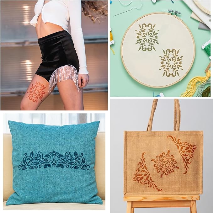 6Pcs Craft Stencils for Painting Vintage, Vintage Paint Stencils for Furniture Corner, Stencil Corners for Wood Canvas Paper Fabric Floor DIY Art