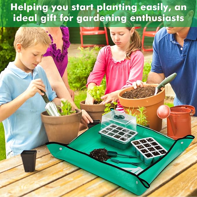 Reusable Seed Starter Tray with 72 Soft Silicone Cells, 6 Pack Seed Starter Kit with Repotting Mat, Humidity Dome and High Lid, Germination Trays for Indoor Greenhouse Seed Starter