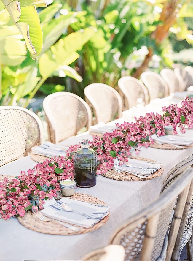 Briful 6ft Bougainvillea Flower Garland – Artificial Silk Floral Vine with Built-in Hook Faux Flower Garland for Backdrop Table Wall Wedding Party Home Decoration(Pale Pink)