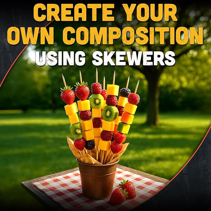 100 Pcs 16" Bamboo Skewers - Long Bamboo Sticks for Flower Bouquet | Smores Sticks 4 mm Diameter - Splinter-Free & Polished Marshmallow Skewers for Grilling Meat, Vegetables, Kabobs, Hot Dogs, Fruit