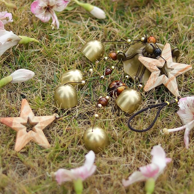 BWinka Star Wind Chimes for Outside with 5 Brzone Chime Bells, Rustic Wind Chime Hanging Decor for Garden Patio Yard