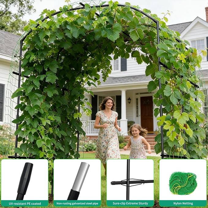 Tall Garden Arch Trellis for Climbing Plants, 87in Tall Metal Plant Support Trellis Archway for Climbing Plant Vegetables Cucumber, Outdoor Yard Lawn Garden Arch Tunnel Trellis