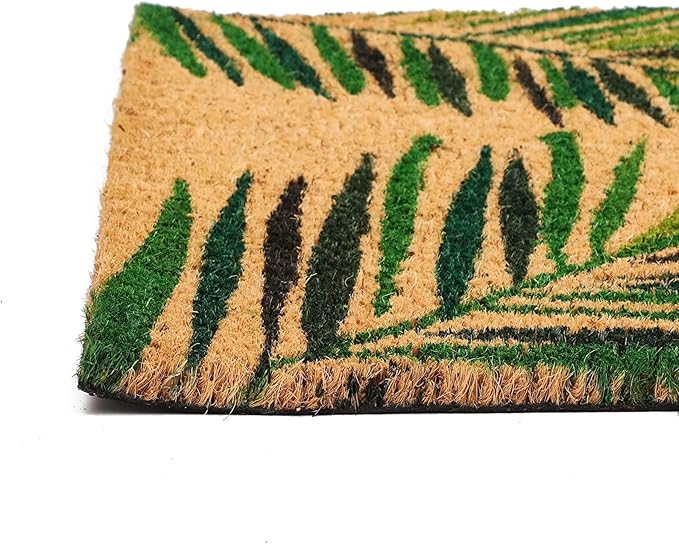 Juvale Door Mat - 30 x 17 in, Brown, Tropical Style - Outdoor Coir Doormat for Front Door - Dirt-Scraping Welcome Mat