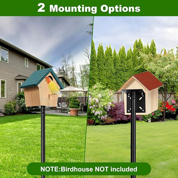 Bird Feeder Pole, 93 Inch Heavy Duty Birdhouse Pole with Squirrel Proof Baffle and 4 Hooks, Adjustable Wild Bird Feeding Station Hanging Pole for Outdoors, Yard, Garden Decor (Without Birdhouse)