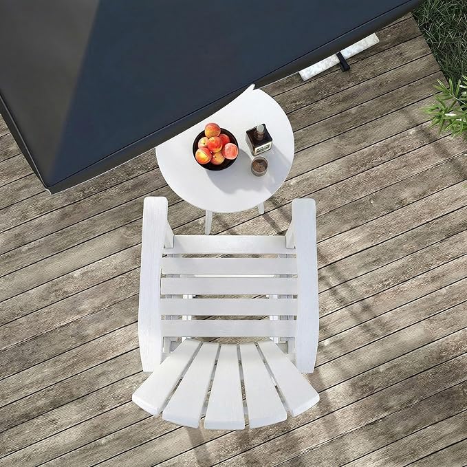 Giantex Set of 2 HDPE Outdoor Bar Stools, All Weather Tall Adirondack Chair with Armrest, Footrest, Load 360Lbs, Counter Height Bar Stool for Patio, Garden, Yard, Indoor Or Outdoor Use, White