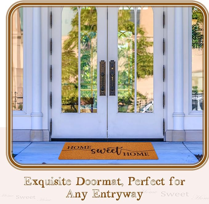 Long Doormat 48''x16'' Front Door Mat for Entrance Inside Outdoor Large Decorative Door Rug Welcome Mat for Outside Home Entry(Sweet Home,Yellow)