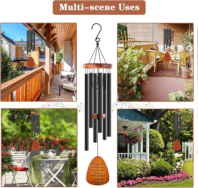Sympathy Wind Chimes, Memorial Wind Chimes for Loss of Loved One, Sympathy/Memorial/Bereavement/Condolence Funeral Gifts in Memory of a Loved One Mother Father, 30" Wooden