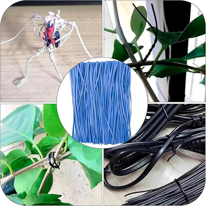 Blue Plastic Twist Ties Bulk, 6 Inch Reusable Twist Ties Garden Ties for Plants, 500 Pcs Metallic Twist Ties for Bread Bags, Vines and Wrapping Cords, Christmas Decor